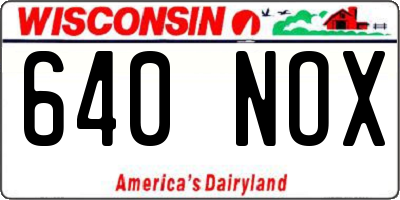 WI license plate 640NOX