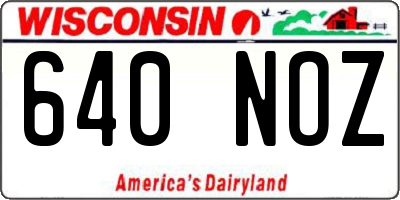 WI license plate 640NOZ