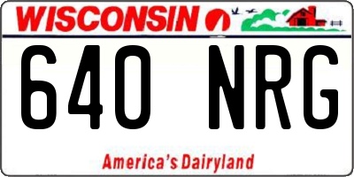 WI license plate 640NRG