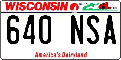 WI license plate 640NSA
