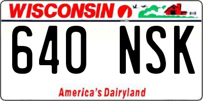 WI license plate 640NSK