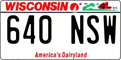 WI license plate 640NSW