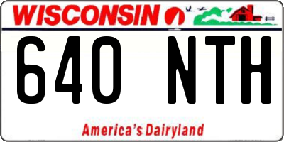 WI license plate 640NTH