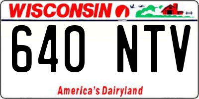 WI license plate 640NTV
