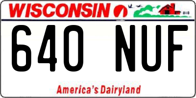 WI license plate 640NUF