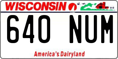 WI license plate 640NUM