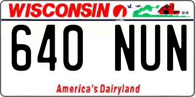 WI license plate 640NUN
