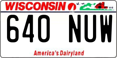 WI license plate 640NUW