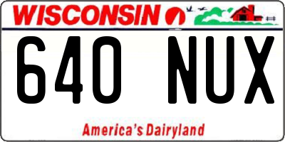 WI license plate 640NUX