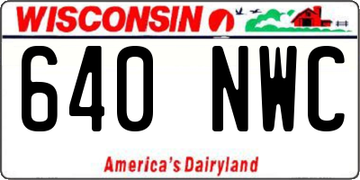 WI license plate 640NWC