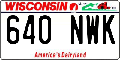 WI license plate 640NWK