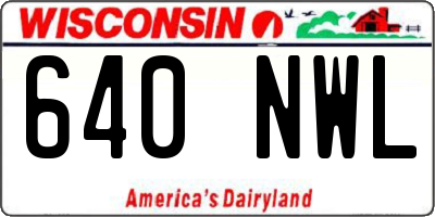 WI license plate 640NWL