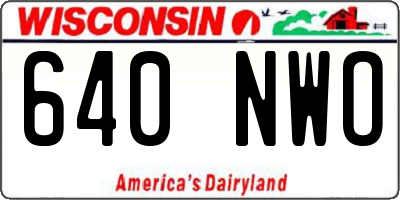 WI license plate 640NWO