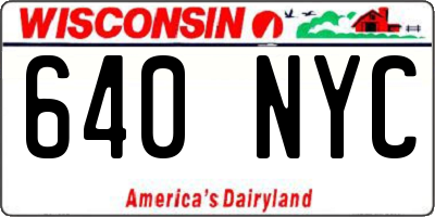 WI license plate 640NYC