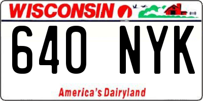 WI license plate 640NYK