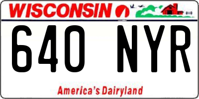 WI license plate 640NYR