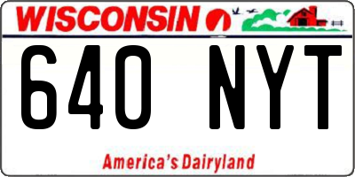 WI license plate 640NYT
