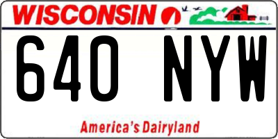 WI license plate 640NYW