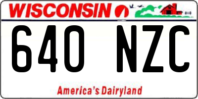 WI license plate 640NZC