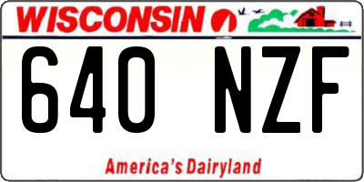WI license plate 640NZF