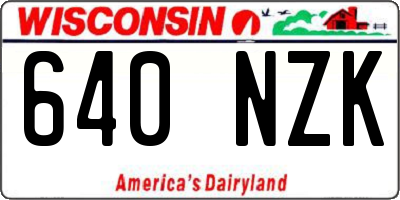 WI license plate 640NZK