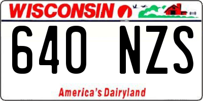 WI license plate 640NZS