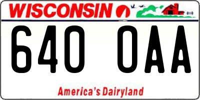 WI license plate 640OAA