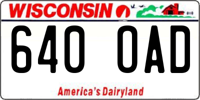 WI license plate 640OAD