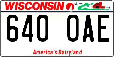 WI license plate 640OAE