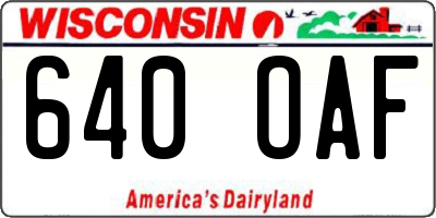 WI license plate 640OAF
