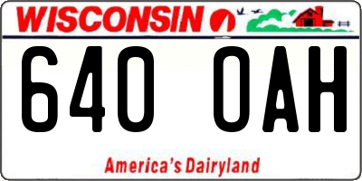 WI license plate 640OAH