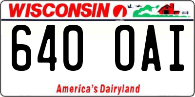 WI license plate 640OAI
