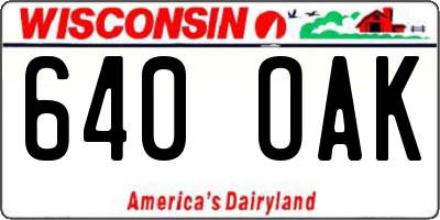 WI license plate 640OAK
