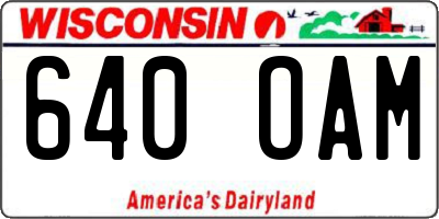 WI license plate 640OAM