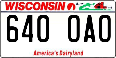 WI license plate 640OAO