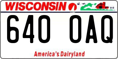 WI license plate 640OAQ