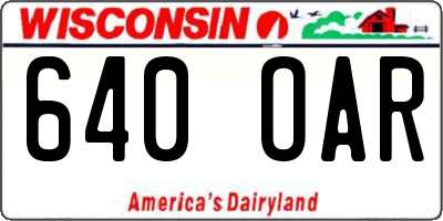 WI license plate 640OAR