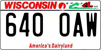WI license plate 640OAW
