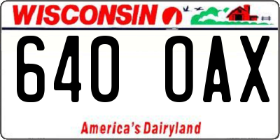 WI license plate 640OAX