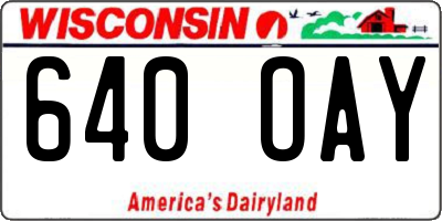 WI license plate 640OAY