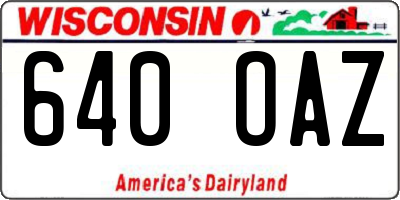 WI license plate 640OAZ