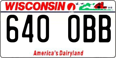 WI license plate 640OBB