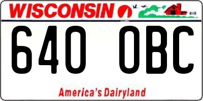 WI license plate 640OBC