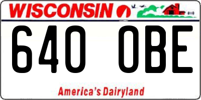 WI license plate 640OBE
