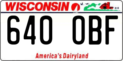 WI license plate 640OBF