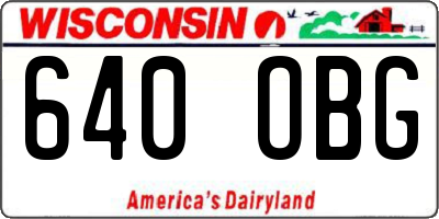 WI license plate 640OBG