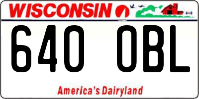 WI license plate 640OBL