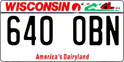 WI license plate 640OBN