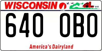 WI license plate 640OBO