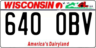 WI license plate 640OBV